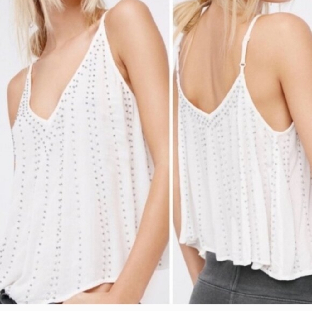 Intimately Free People Crystal Embellish Tank Top White Size M Sleeveless Straps